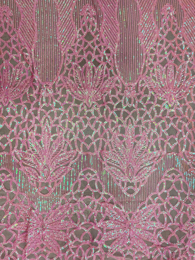 Artemis IRIDESCENT PINK Sequins on Mesh Lace Fabric by the Yard