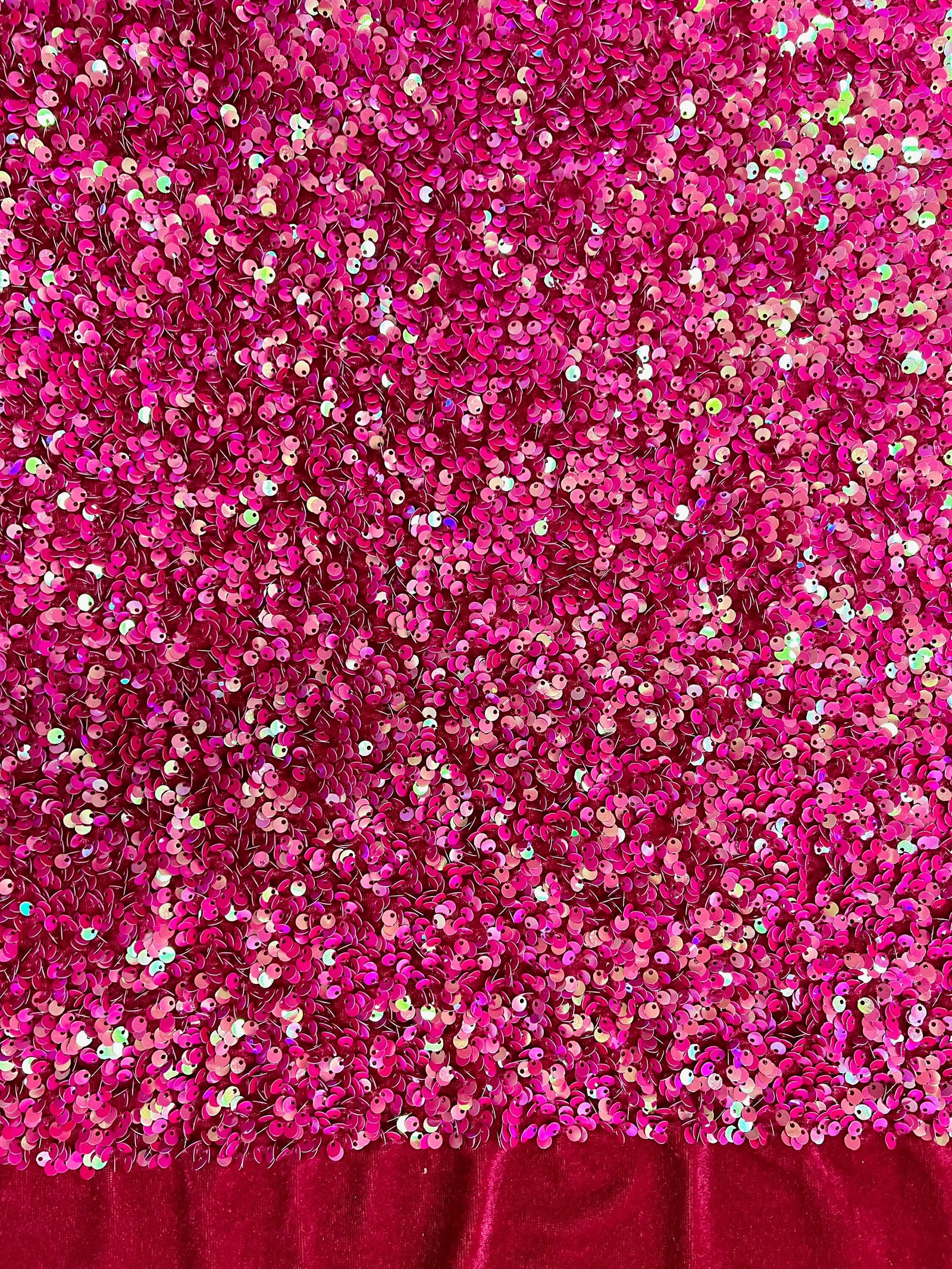 Stephanie IRIDESCENT FUCHSIA Overlap Sequins on FUCHSIA Stretch Velvet Fabric by the Yard for Gowns, Apparel, Costumes, Crafts - 10185