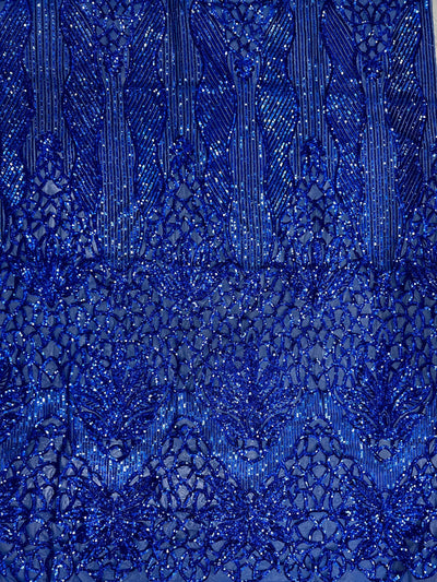 Artemis ROYAL BLUE Sequins on Mesh Lace Fabric by the Yard