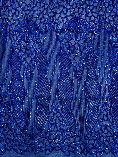 Artemis ROYAL BLUE Sequins on Mesh Lace Fabric by the Yard