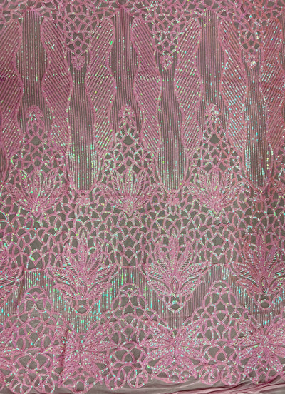Artemis IRIDESCENT PINK Sequins on Mesh Lace Fabric by the Yard