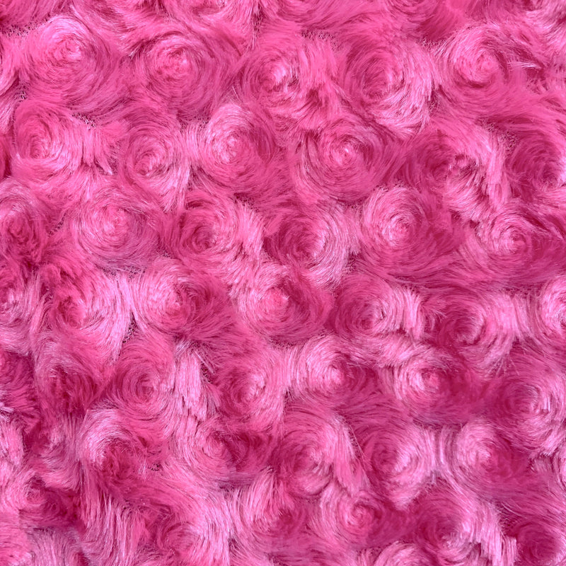 Ruth HOT PINK Cuddle Minky Rosette Soft Faux Fur Fabric by the Yard - 10083