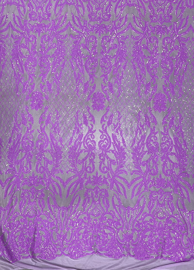 Phoebe LAVENDER Sequins on Mesh Lace Fabric by the Yard - 10062