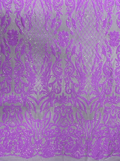 Phoebe LAVENDER Sequins on Mesh Lace Fabric by the Yard - 10062