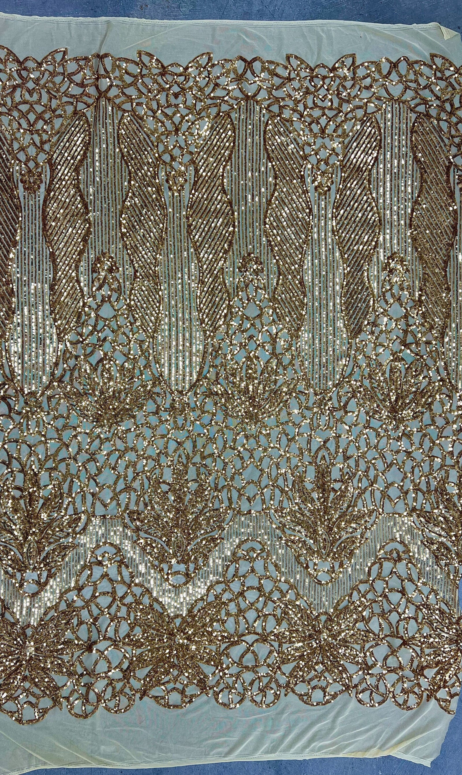 Artemis GOLD Sequins on Mesh Lace Fabric by the Yard