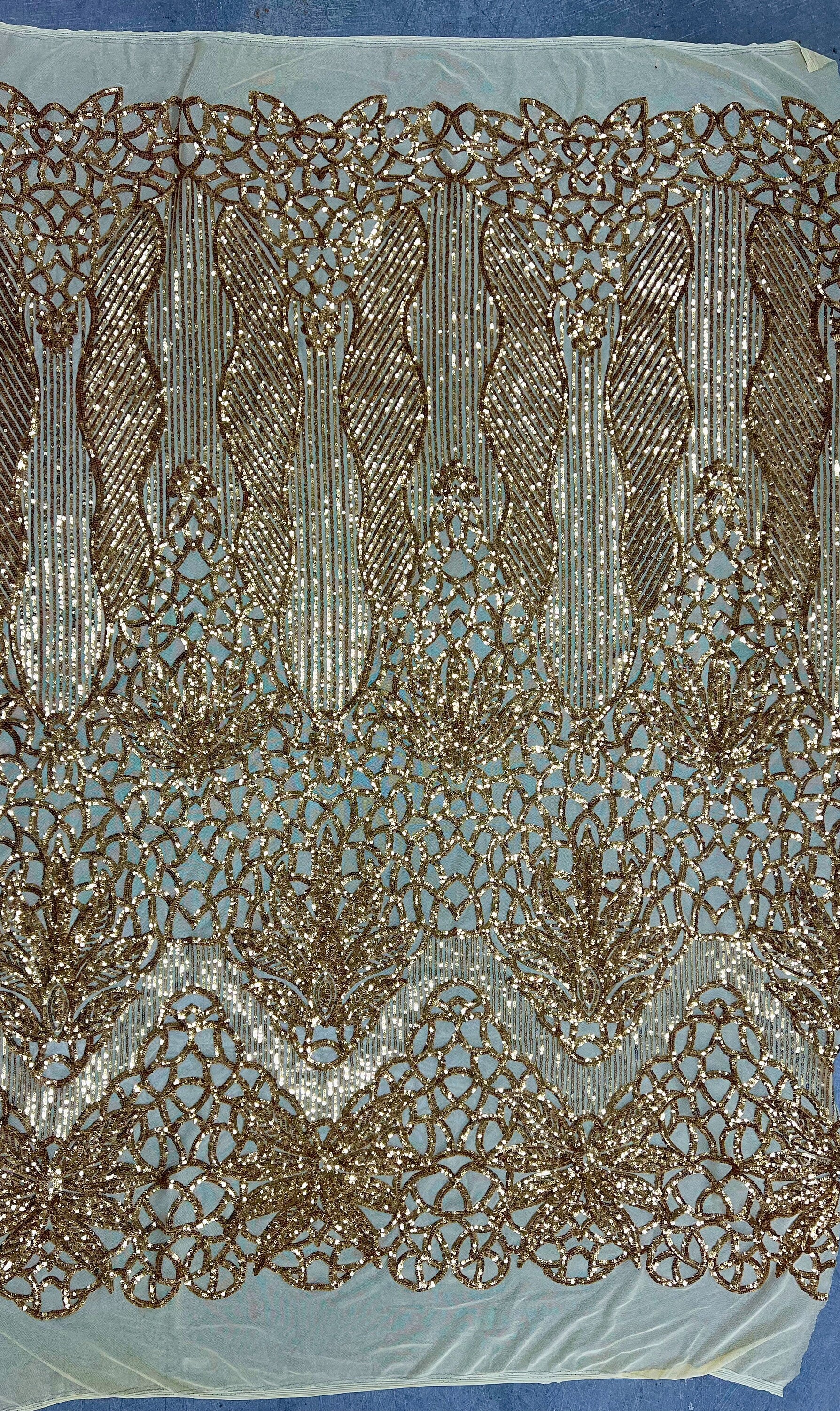 Artemis GOLD Sequins on Mesh Lace Fabric by the Yard