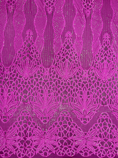 Artemis FUCHSIA Sequins on Mesh Lace Fabric by the Yard