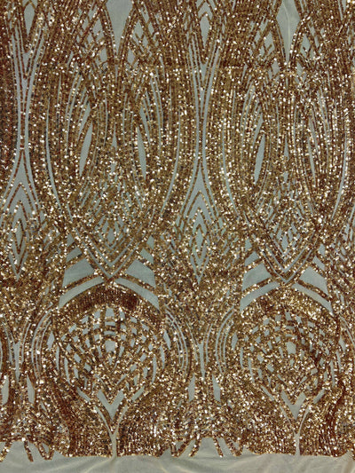 Athena GOLD Sequins on Mesh Lace Fabric by the Yard