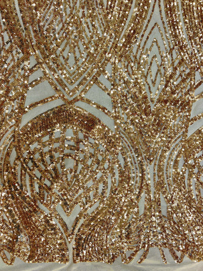 Athena GOLD Sequins on Mesh Lace Fabric by the Yard