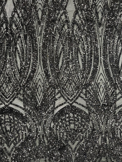 Athena BLACK Sequins on Mesh Lace Fabric by the Yard