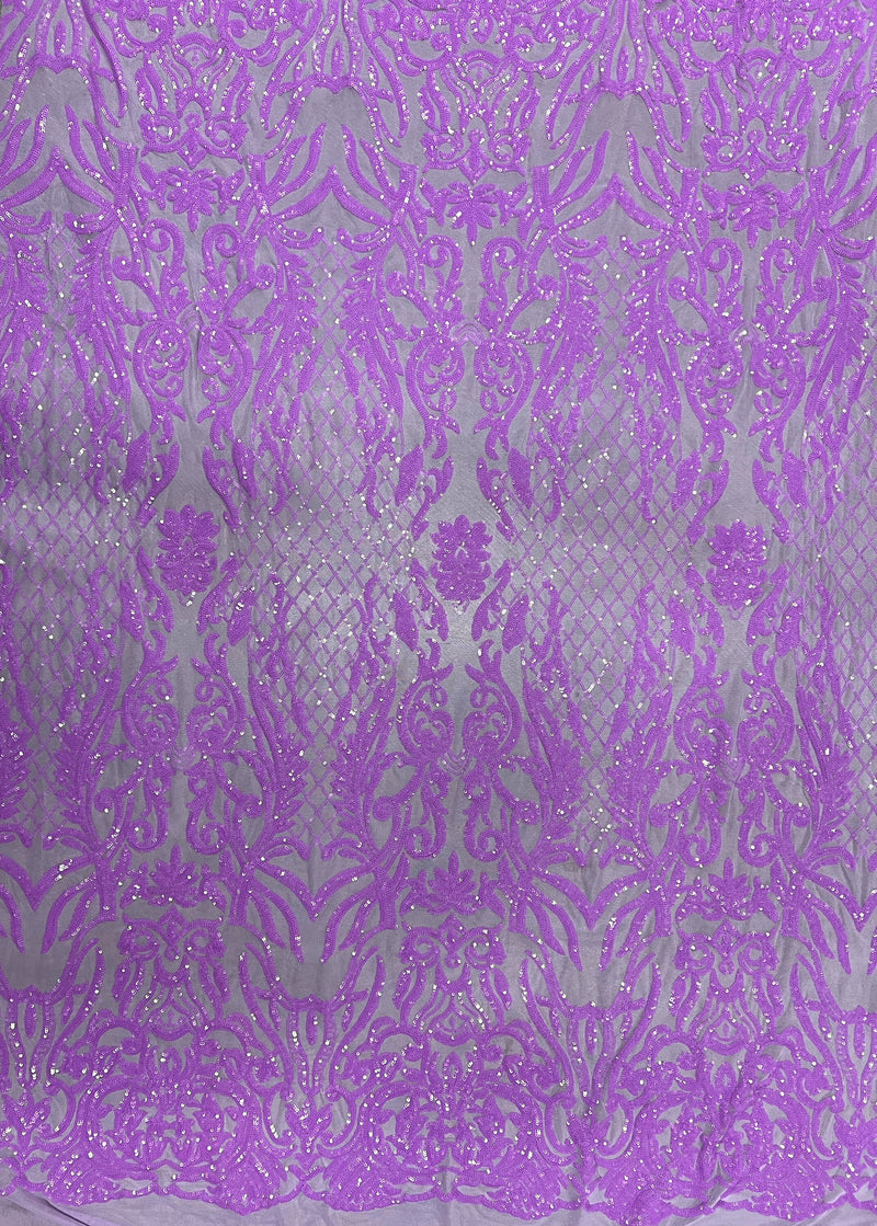 Phoebe LAVENDER Sequins on Mesh Lace Fabric by the Yard - 10062
