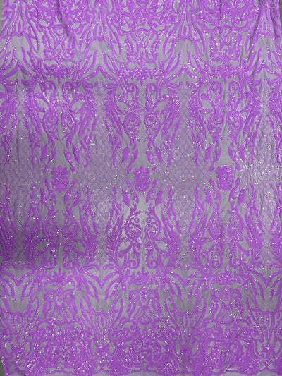 Phoebe LAVENDER Sequins on Mesh Lace Fabric by the Yard - 10062