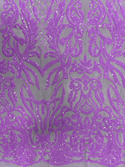 Phoebe LAVENDER Sequins on Mesh Lace Fabric by the Yard - 10062