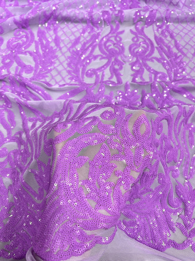 Phoebe LAVENDER Sequins on Mesh Lace Fabric by the Yard - 10062