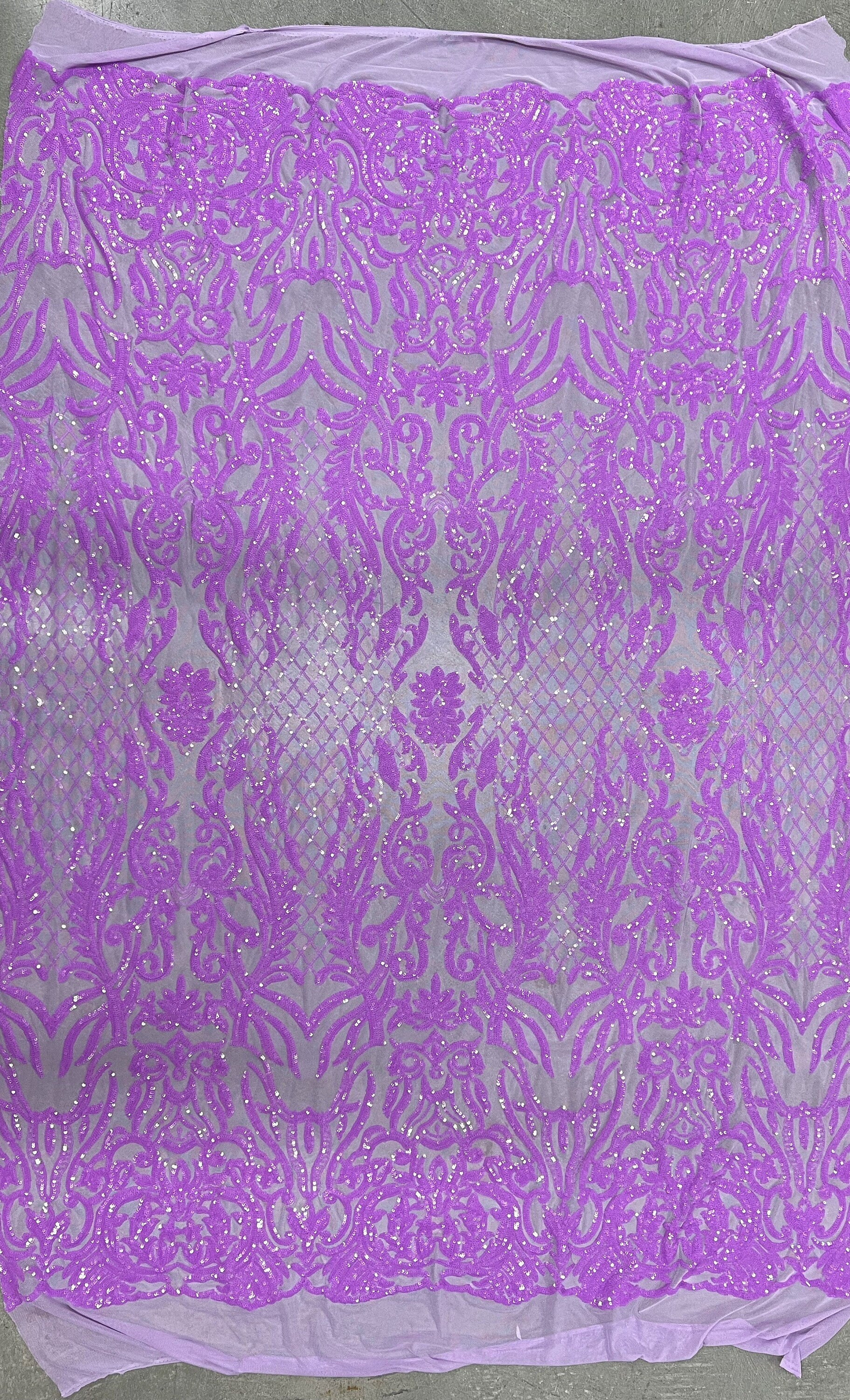 Phoebe LAVENDER Sequins on Mesh Lace Fabric by the Yard - 10062
