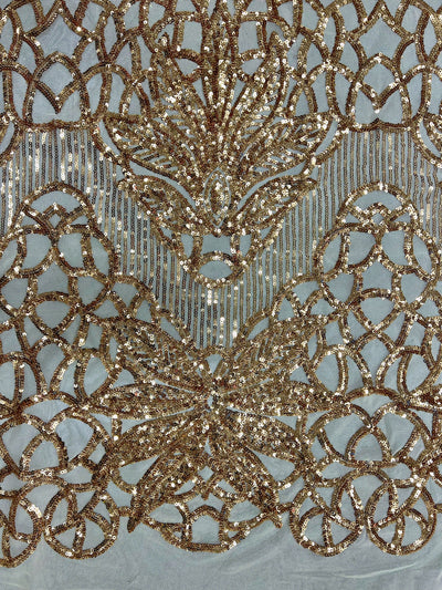 Artemis GOLD Sequins on Mesh Lace Fabric by the Yard
