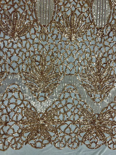 Artemis GOLD Sequins on Mesh Lace Fabric by the Yard