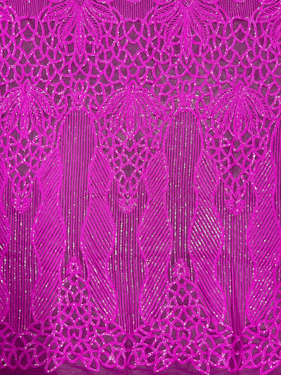 Artemis FUCHSIA Sequins on Mesh Lace Fabric by the Yard