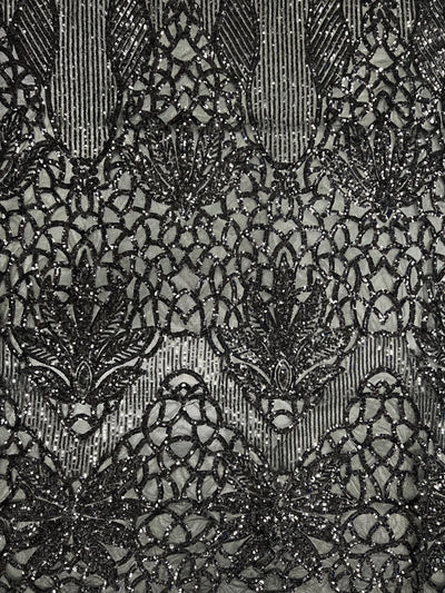 Artemis BLACK Sequins on Mesh Lace Fabric by the Yard