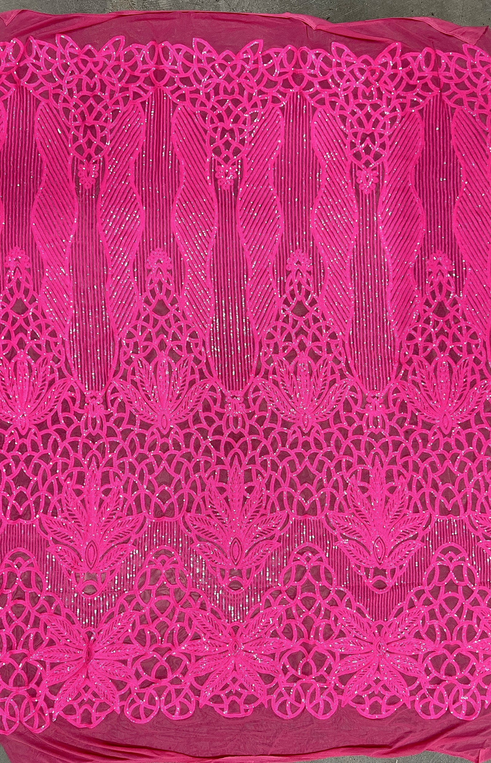 Artemis HOT PINK Sequins on Mesh Lace Fabric by the Yard