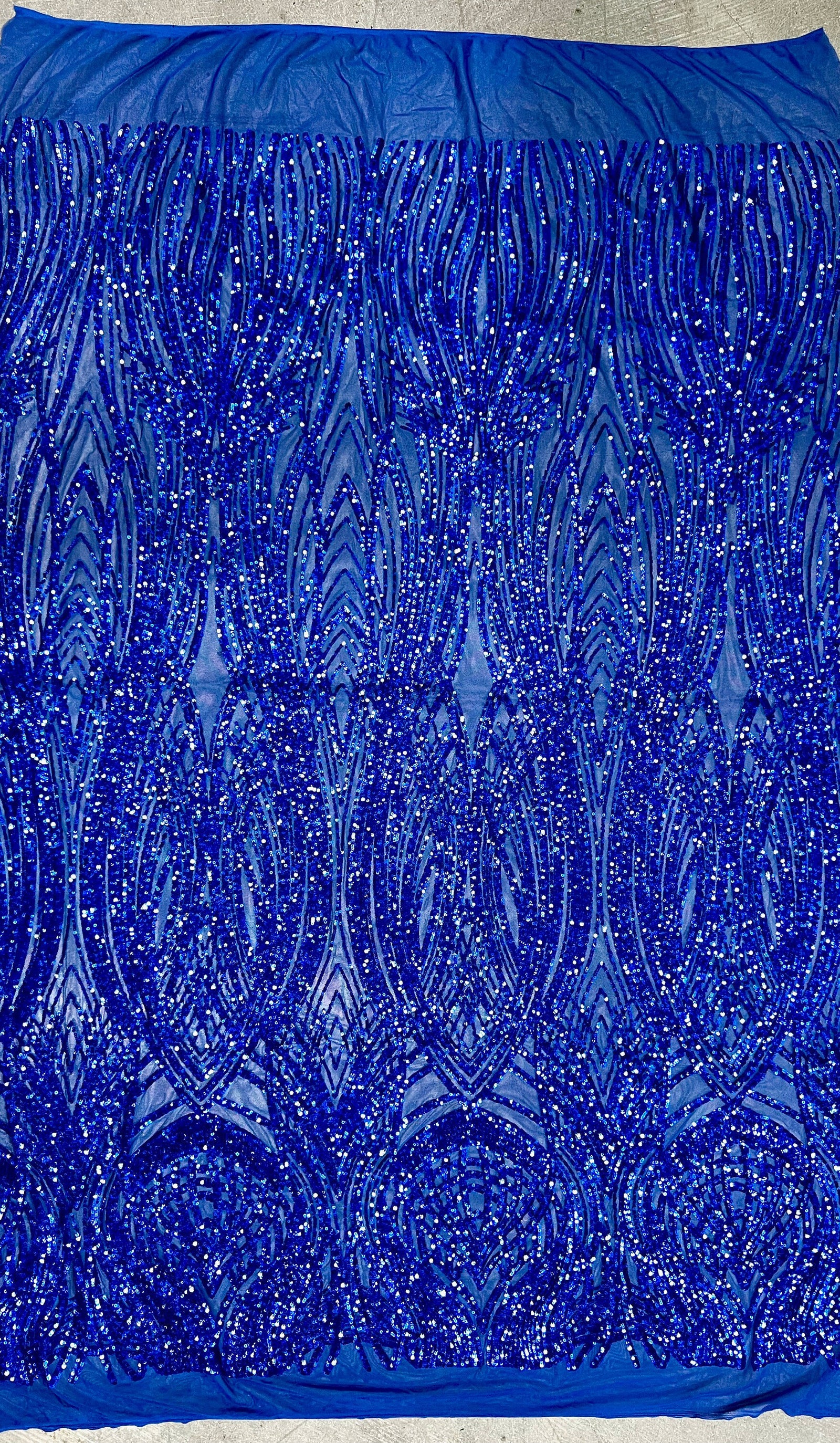 Athena ROYAL BLUE Sequins on Mesh Lace Fabric by the Yard