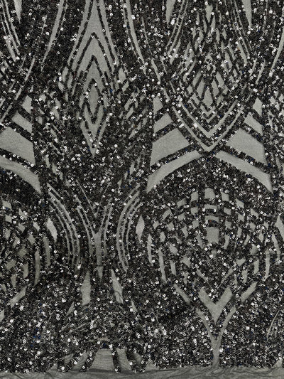 Athena BLACK Sequins on Mesh Lace Fabric by the Yard