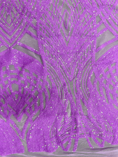 Athena LAVENDER Sequins on Mesh Lace Fabric by the Yard