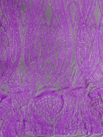 Athena LAVENDER Sequins on Mesh Lace Fabric by the Yard