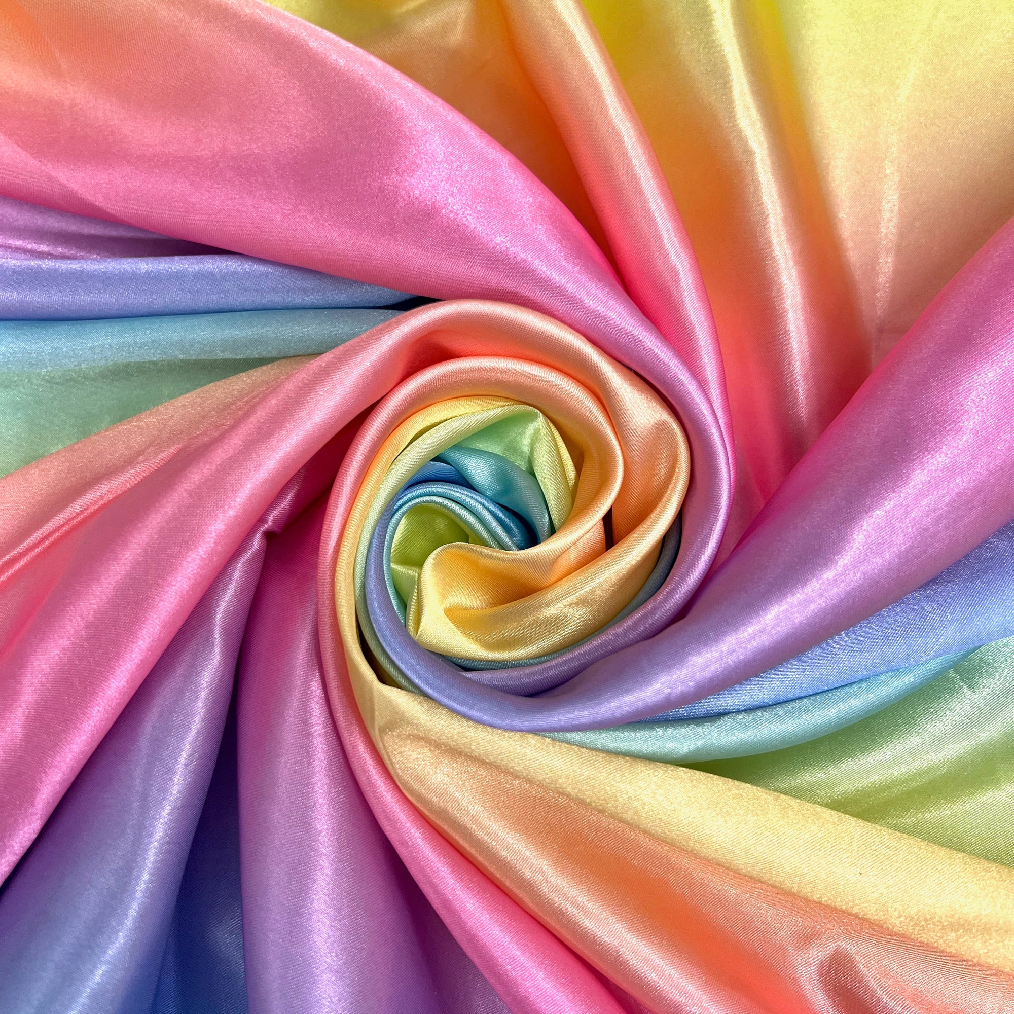 Rae Pastel Rainbow Polyester Light Weight Satin Fabric by the Yard