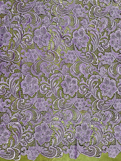 Maggie LAVENDER Guipure Venice Heavy Lace Fabric by the Yard - 10019