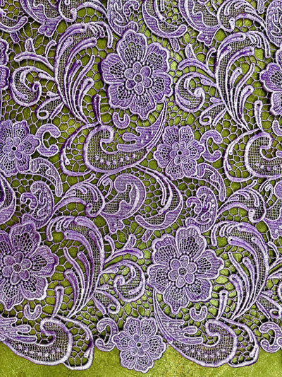 Maggie LAVENDER Guipure Venice Heavy Lace Fabric by the Yard - 10019