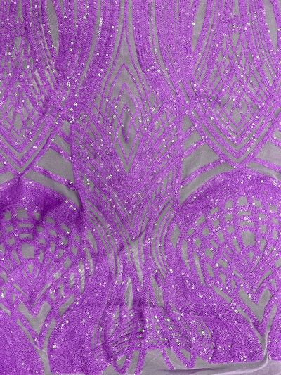 Athena LAVENDER Sequins on Mesh Lace Fabric by the Yard