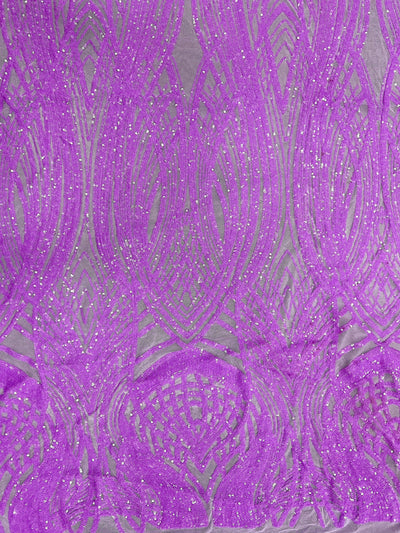 Athena LAVENDER Sequins on Mesh Lace Fabric by the Yard