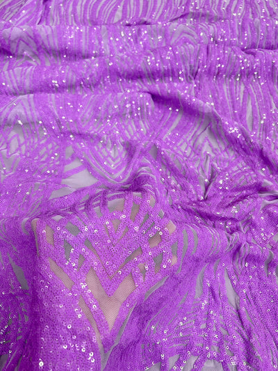Athena LAVENDER Sequins on Mesh Lace Fabric by the Yard
