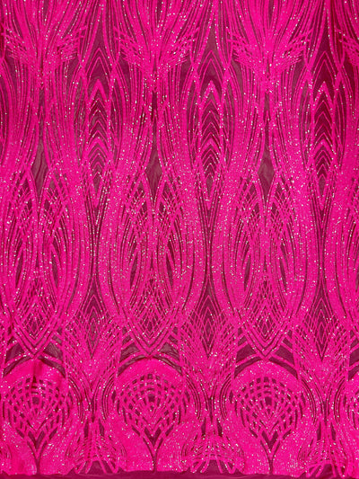 Athena HOT PINK Sequins on Mesh Lace Fabric by the Yard