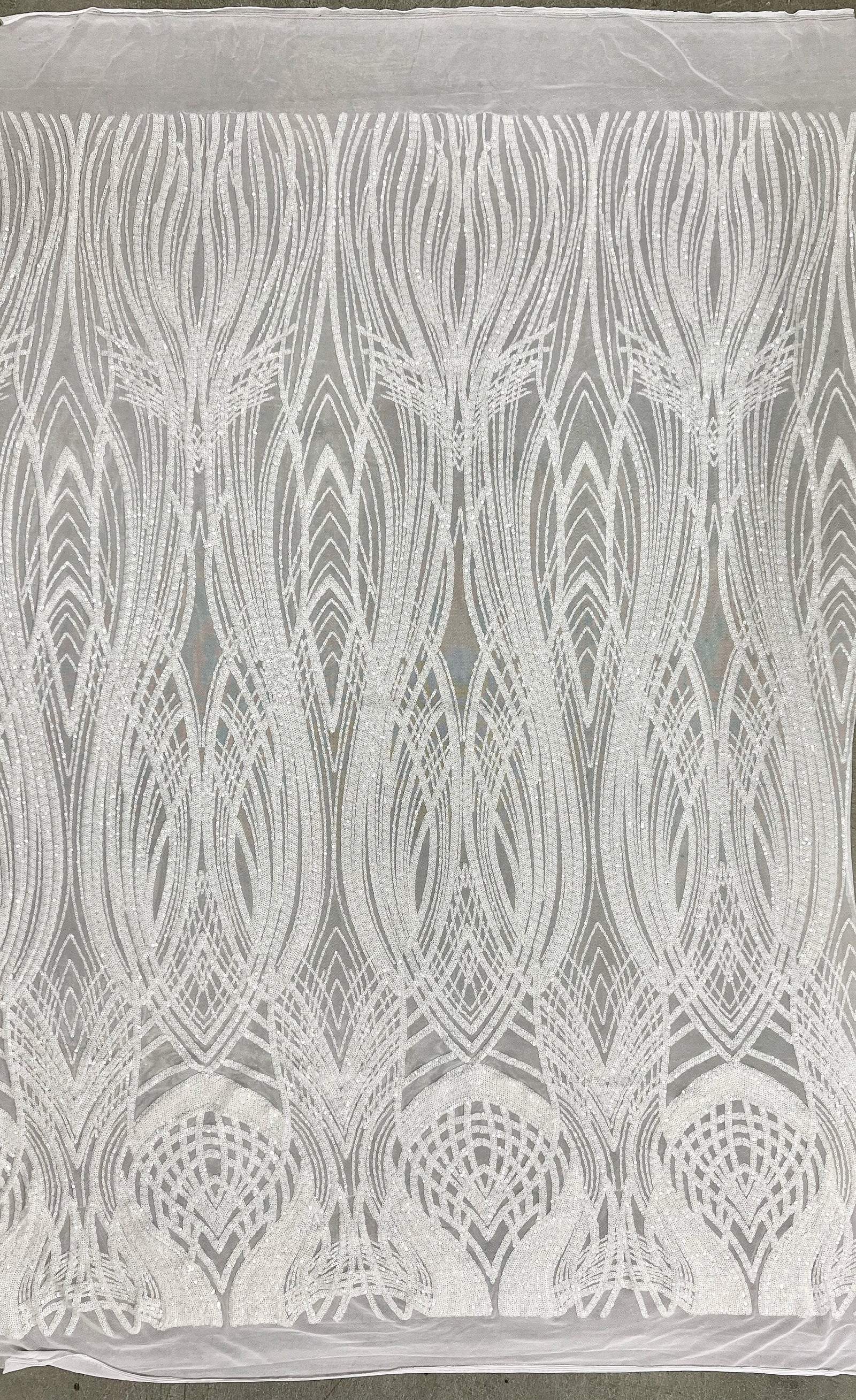 Athena WHITE Sequins on Mesh Lace Fabric by the Yard