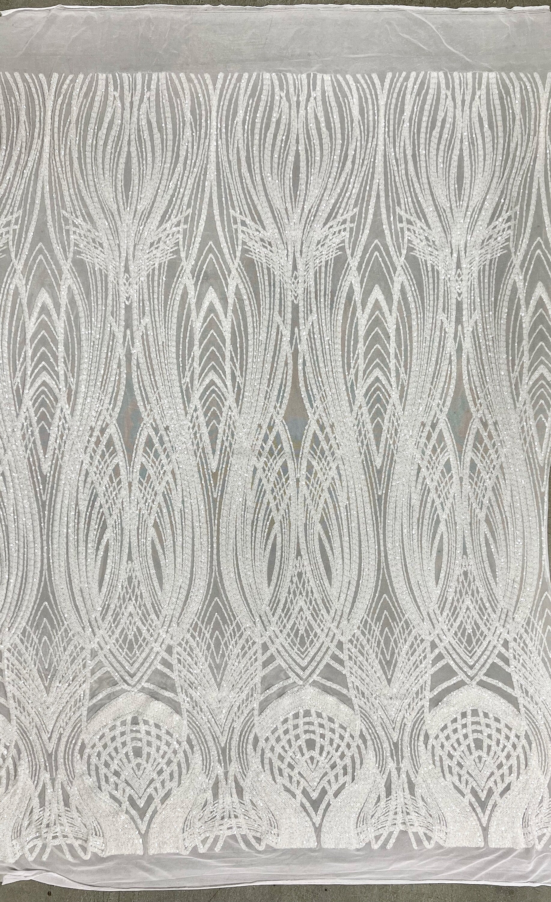 Athena WHITE Sequins on Mesh Lace Fabric by the Yard