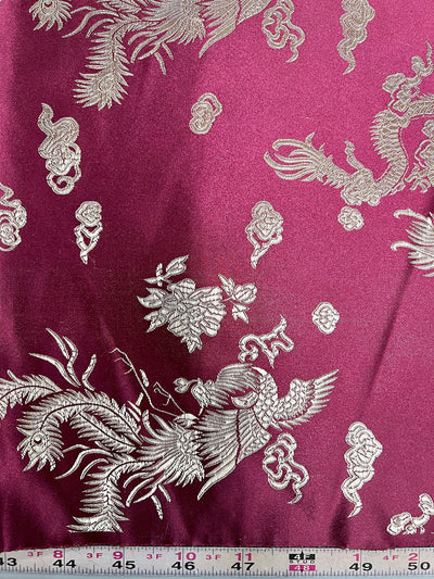 Arisa BURGUNDY Dragon Brocade Chinese Satin Fabric for Cheongsam/Qipao, Apparel, Costumes, Upholstery, Bags, Crafts - 10237