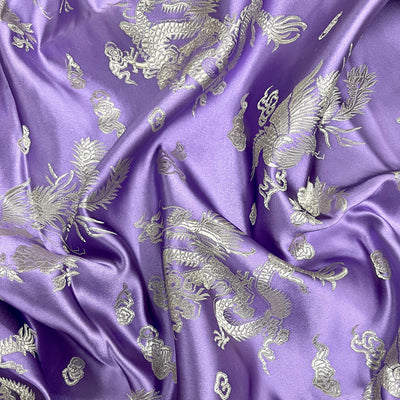 Arisa LAVENDER Dragon Brocade Chinese Satin Fabric for Cheongsam/Qipao, Apparel, Costumes, Upholstery, Bags, Crafts - 10237