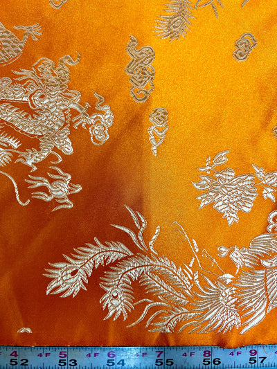 Arisa ORANGE Dragon Brocade Chinese Satin Fabric for Cheongsam/Qipao, Apparel, Costumes, Upholstery, Bags, Crafts - 10237