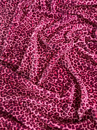 Dana PINK FUCHSIA Small Leopard Pattern Polyester Spandex Stretch Velvet Fabric Bows, Top Knots, Scrunchies, Clothes, Costumes, Crafts