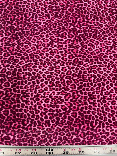 Dana PINK FUCHSIA Small Leopard Pattern Polyester Spandex Stretch Velvet Fabric Bows, Top Knots, Scrunchies, Clothes, Costumes, Crafts