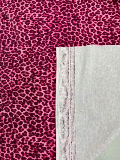 Dana PINK FUCHSIA Small Leopard Pattern Polyester Spandex Stretch Velvet Fabric Bows, Top Knots, Scrunchies, Clothes, Costumes, Crafts