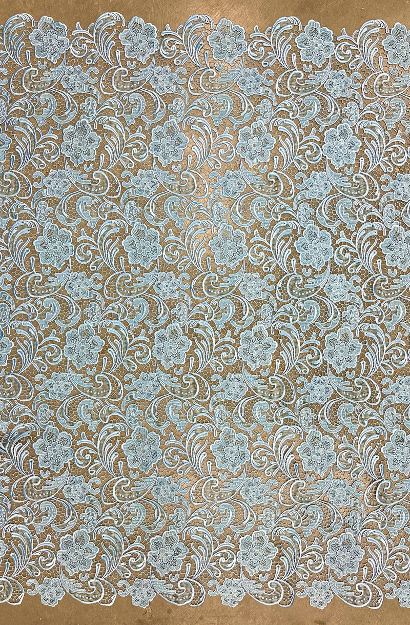 Maggie LIGHT BLUE Guipure Venice Heavy Lace Fabric by the Yard - 10019