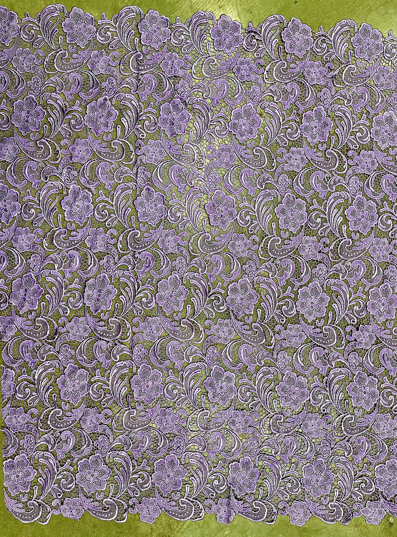 Maggie LAVENDER Guipure Venice Heavy Lace Fabric by the Yard - 10019