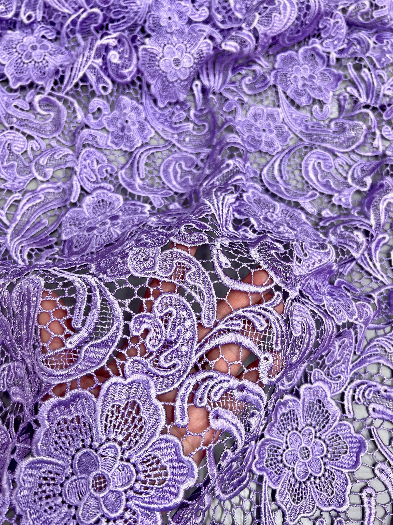 Maggie LAVENDER Guipure Venice Heavy Lace Fabric by the Yard - 10019