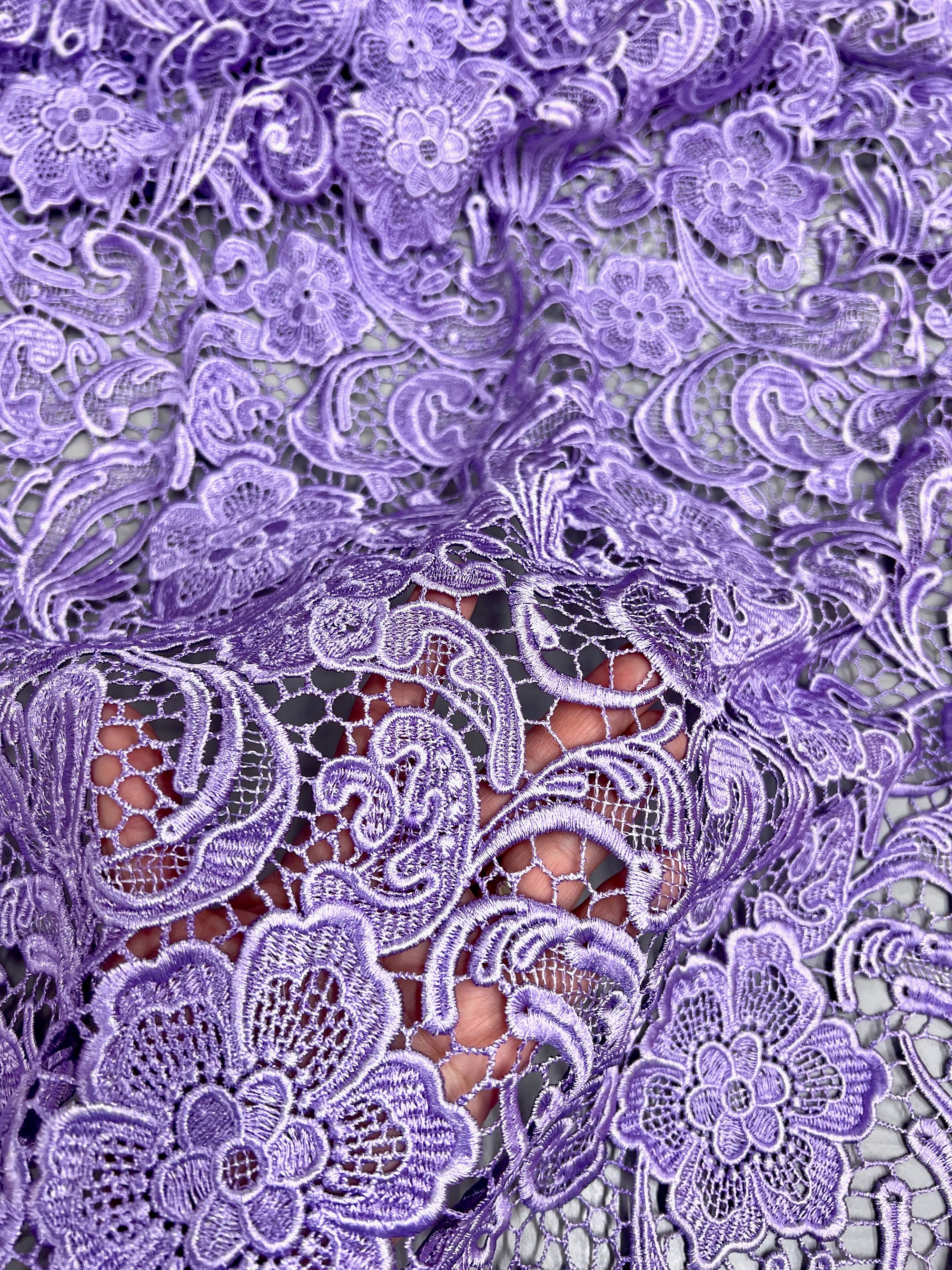 Maggie LAVENDER Guipure Venice Heavy Lace Fabric by the Yard - 10019