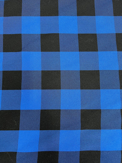 Camille ROYAL BLUE BLACK  1.5" Big Checkered Gingham Pattern Poly Poplin Fabric by the Yard - 10049