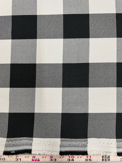 Camille BLACK GREY 1.5" Big Checkered Gingham Pattern Poly Poplin Fabric by the Yard - 10049