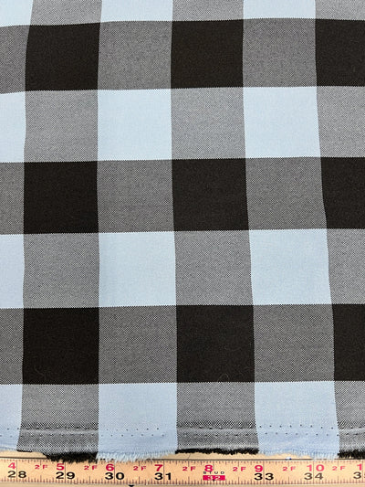 Camille LIGHT BLUE BLACK  1.5" Big Checkered Gingham Pattern Poly Poplin Fabric by the Yard - 10049